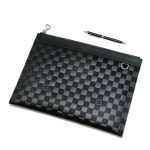 LV папка кожа шашка с кольцом черная