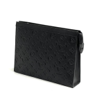 LV папка кожа тиснение монограмма черная широкая