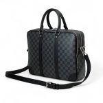 LV портфель большой с двумя разделами на молниях канва серая шашка