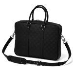 LV портфель кожа шашка черный