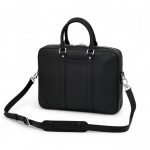 LV портфель с ремнем черный кожа тайга кармашек сбоку между кожаными ремнями