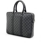 LV портфель с ремнем серая шашка кармашек сбоку между кожаными полосами уголки кожаные