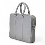 LV портфель с ремнем серый кожа тайга кармашек сбоку между кожаными ремнями