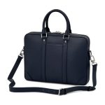 LV  портфель с ремнем синий кожа тайга кармашек сбоку между кожаными ремнями