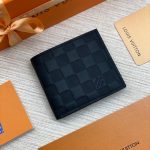 LV портмоне кожа шашка с монетницей черное