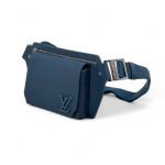 LV поясная сумка AEROGRAM синяя с большим синим матовым логотипом LV кожа того