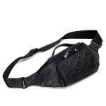 LV поясная сумка из черной кожи с тиснением монограммы с передним кармашком