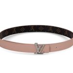 LV ремень 25 мм двухсторонний коричневая монограмма розовая Того