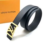 LV ремень черная кожа Taiga съемная пряжка золото LV с гравировкой в шашку