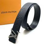 LV ремень черная кожа Togo с тиснением монограммы пряжка серебро с надписью