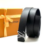 LV Ремень черный Epi резная пряжка серебро