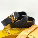 LV ремень черный из кожи того пряжка LV золото