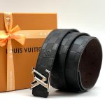 LV ремень двухсторонний чёрно-коричневый теснение шашка пряжка LV золото