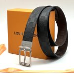 LV ремень двухсторонний кожа шашка черно-коричневый пряжка серебро