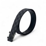 LV ремень двухсторонний серая шашка и черная кожа тисненная в шашку съемная пряжка