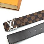 LV ремень коричневая шашка пряжка LV серебро