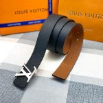 LV ремень кожа Togo черно-коричневый пряжка LV серебро