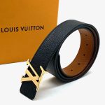 LV ремень кожа Togo черно-коричневый пряжка LV золото