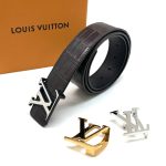 LV ремень крокодил джинсовый съемная пряжка темно-коричневый