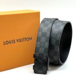 LV ремень серая шашка пряжка LV черная матовая