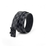 LV ремень серая шашка съемная пряжка LV черная матовая