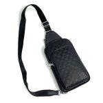 LV Слинг черный кожа шашка большой карман спереди