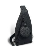 LV слинг Duo из черной тисненной кожи в монограмму