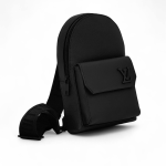 LV слинг из телячьей кожи черного цвета с передним карманом на клапане