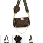 LV сумка Multi Pochette 3 в 1 коричневая монограмма зеленый ремень