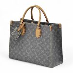 LV сумка шопер серый текстиль  монограмм золото