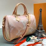 LV сумка SPEEDY 25 см розовая канва с белой монограммой