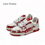 LV тренеры бело-красные далматинец большой белый лого на язычке пятна белые