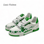 LV тренеры бело-зеленые далматинец большой белый лого на язычке пятна зеленые