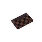 LV визитница  канва коричневая шашка-коричневая кожа