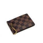 LV зажим 4 визитки коричневая шашка