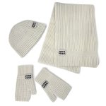 MIU MIU комплект шапка шарф и варежки вязаный белый