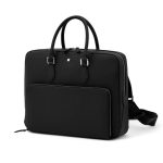 MONTBLANC портфель кожа сафьяно черного цвета с одним отделением на молнии и карманом спереди