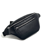 MONTBLANC поясная сумка из черной зернистой кожи с наружным карманом