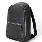 MONTBLANC рюкзак из черной гладкой кожи с глубокой молнией и наружным карманом на молнии