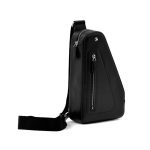 MONTBLANC слинг седло из гладкой черной кожи с основным отделением на молнии и доп карман спереди на молнии