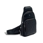 MONTBLANC слинг тисненная черная кожа в сочетании с того черный