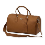PRADA дорожная сумка кожа того карамельного цвета с металлическим логотипом