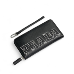 PRADA кошелек сафьяновая кожа черный, логотип из нашитых больших букв