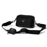 PRADA мессенджер два отделения черый нейло-кожа