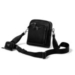 PRADA мессенджер гладкая черная кожа два отделения на замках