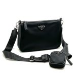 PRADA мессенджер нейлон черный с подвесным кошельком и цепочкой