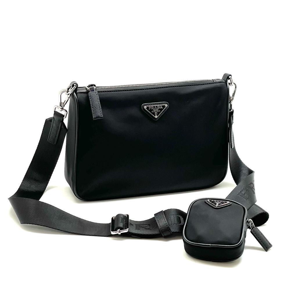 prada-messendzher-nejlon-chernyj-s-podvesnym-koshelkom-i-czepochkoj.jpg PRADA мессенджер нейлон черный с подвесным кошельком и цепочкой — изображение 1