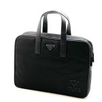 PRADA портфель черный нейлон прорезиненный логотип в углу