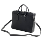PRADA портфель кожа софьяно черный фурнитура серебро с двумя отделениями