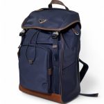 PRADA рюкзак нейлон с клапаном синего цвета треугольный логотип